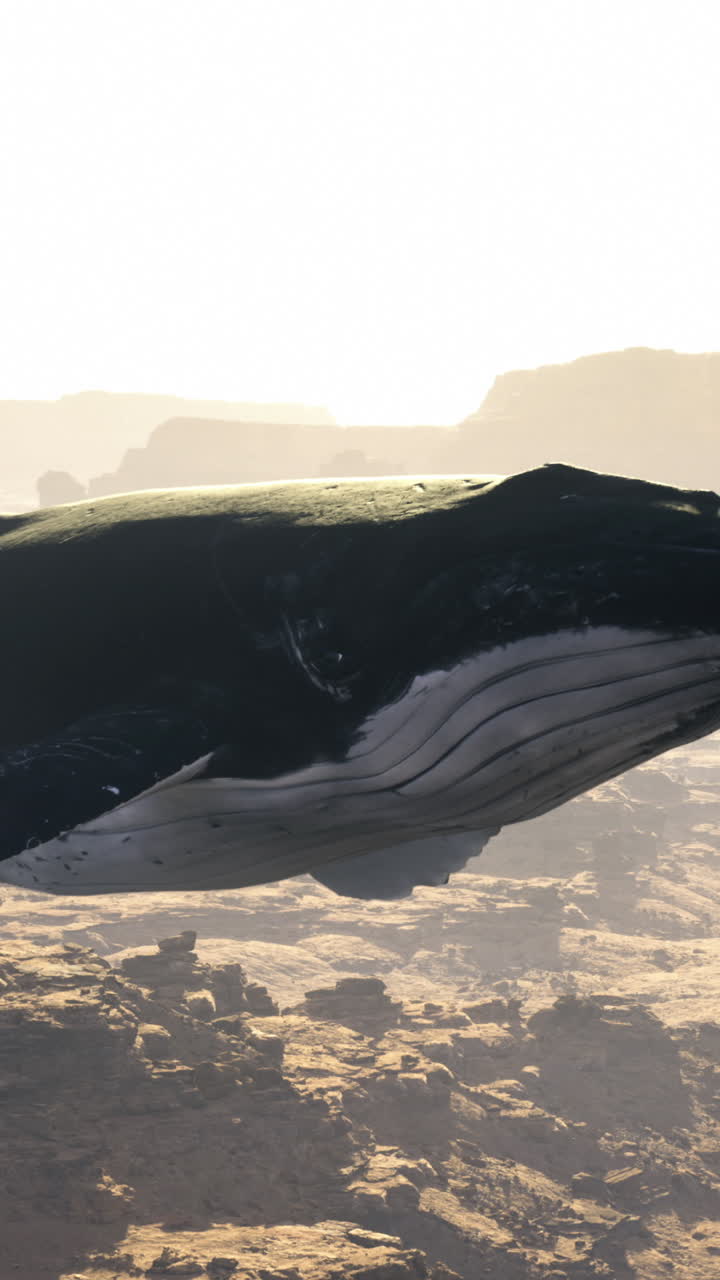Whale gracefully flies over the breathtaking grand canyon landscape