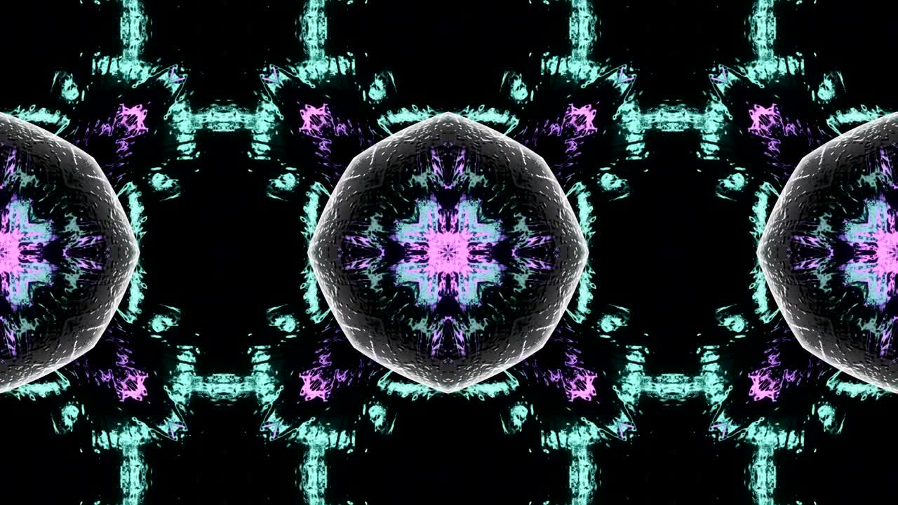 fondo decorativo de neón abstractamente adornado con bucles. caleidoscopio o mandala en 3d.