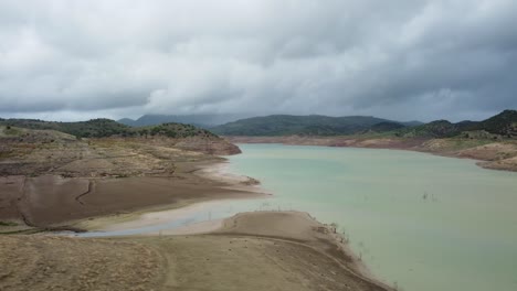 Beautiful-marshland-of-Spain-on-moody-dark-day,-aerial-view