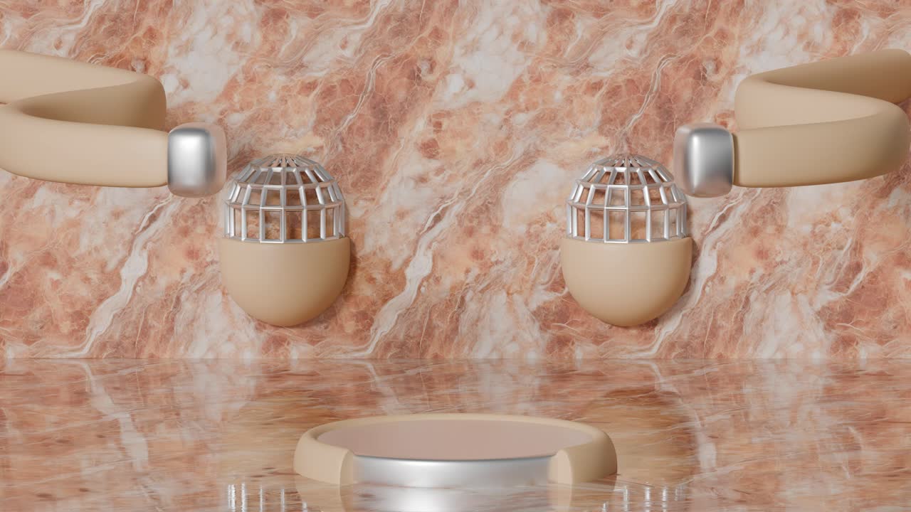 soporte de exhibición geométrica de mármol beige