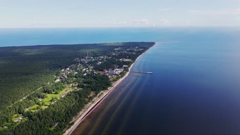4k footage of kolka cape, showcasing shoreline while the drone lowers altitude