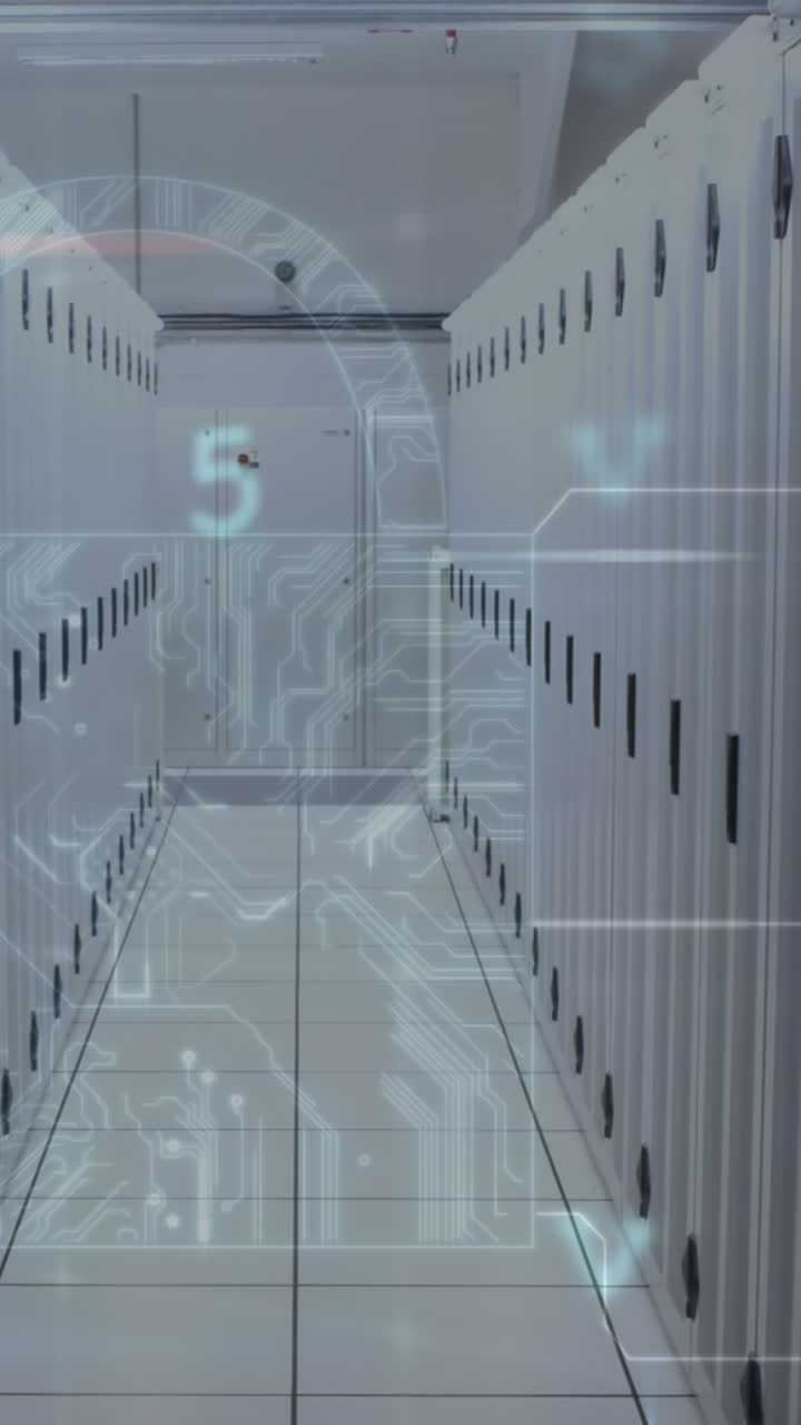 Animation of cyber attack warning over server room
