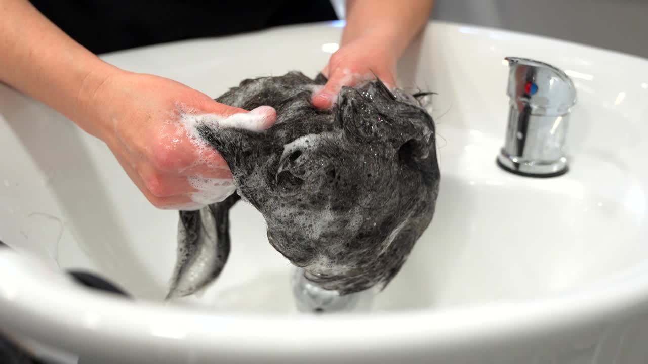 Washing hair in a salon