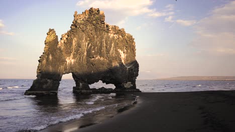 drone shots of hvitserkur rock in iceland