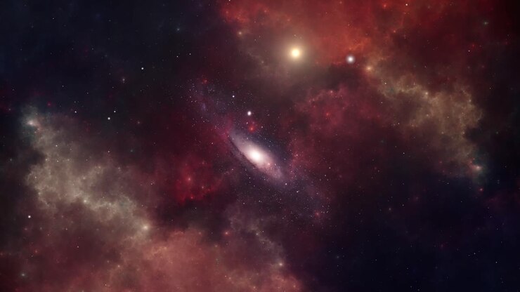 view of colorful nebulae and galaxies in the universe 4k