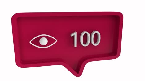 icono de ojo con un número creciente de recuentos para las redes sociales