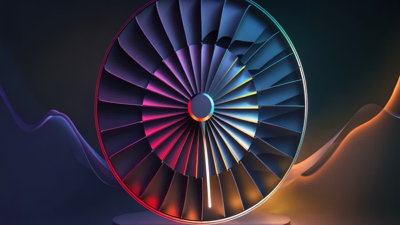 Futuristic Turbine Fan with Neon Lights