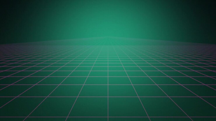 Retro Synthwave Style Grid Background in Green