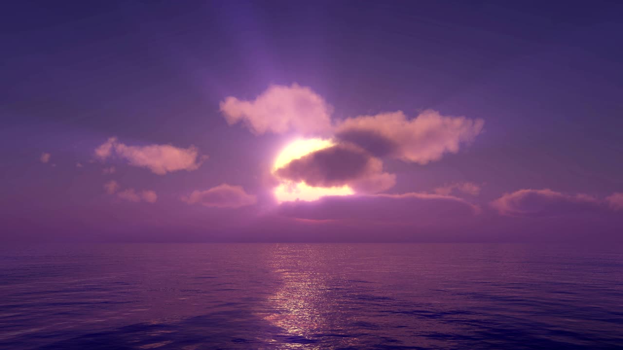 바다 위의 해가 지는 4k