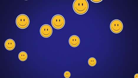 Mehrere-Smiley-Emojis-Schweben-Vor-Blauem-Hintergrund