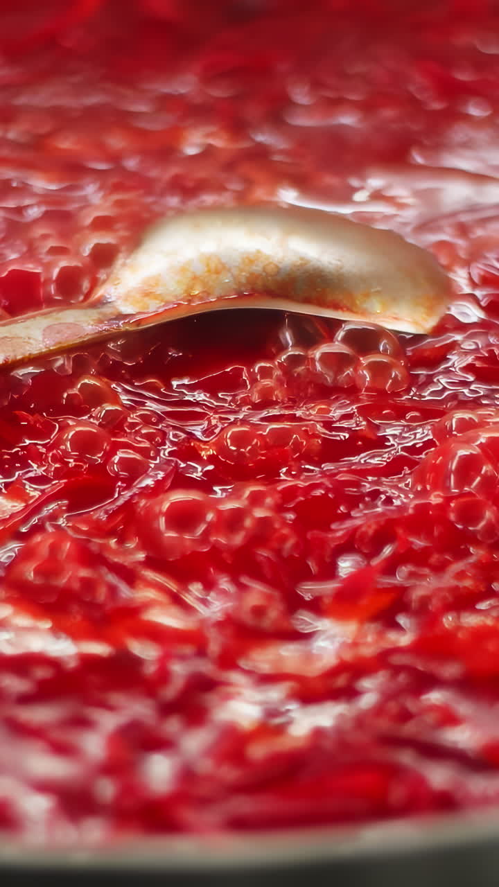 Boiling Red Beet Soup (Borscht)