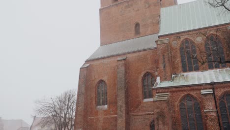 slow motion shot of a blizzard in lüneburg, northern germany