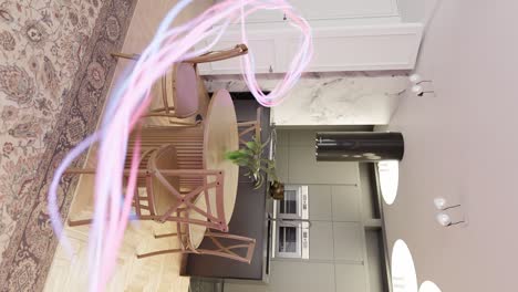 vertical of modern smart house home with pink entry flow 3d rendering animation