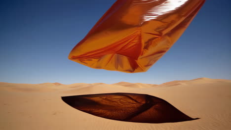 floating orange object in the desert