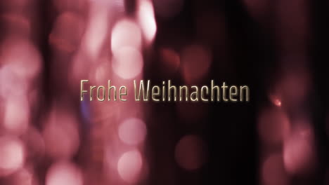 Animation-of-frohe-weihnachten-text-over-pink-spots-of-light-background