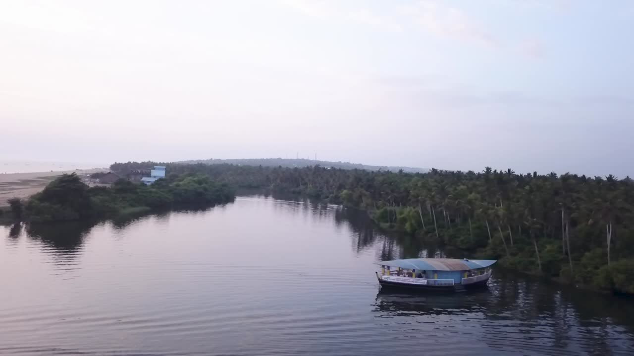 bosque de manglares en las exuberantes aguas de kerala en el sur de la india - vista lateral desde el aire