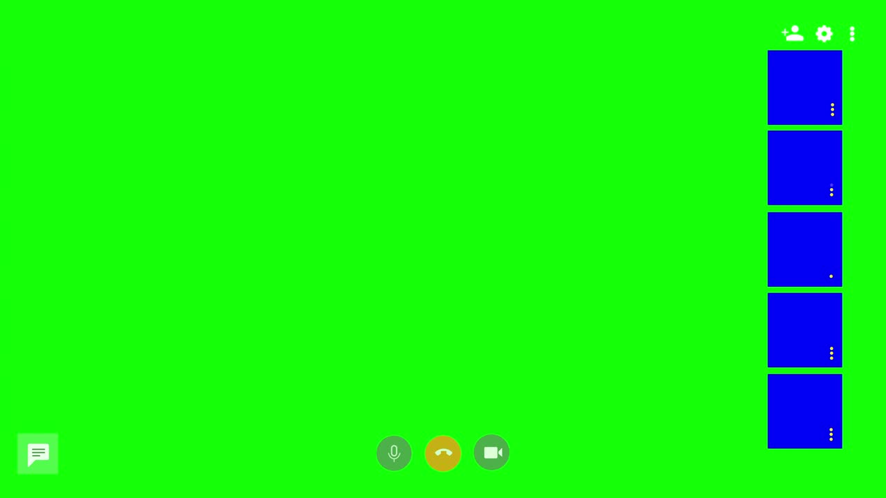 Animation of screen display of a group virtual meetup template. Perfect for the design elements of the user interface from video webinars, online meetings, and video call technology. Green screen chroma key