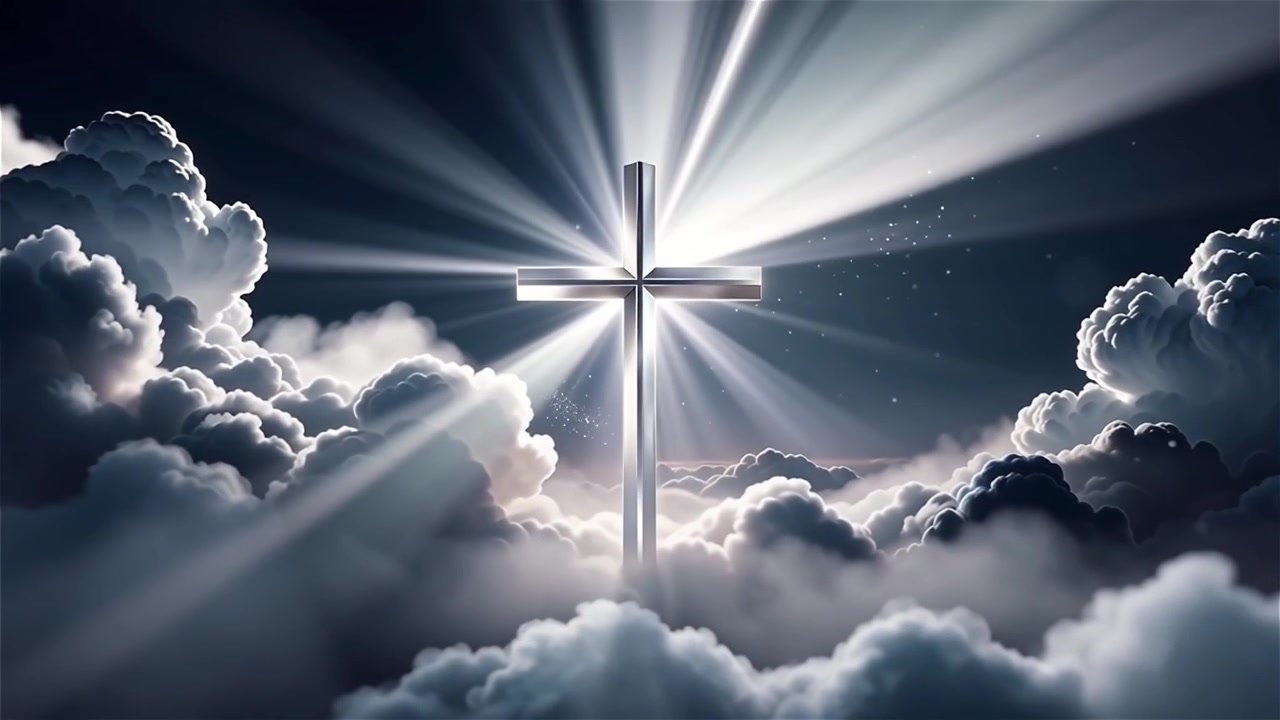 Christian Cross Heavenly Light Worship Background