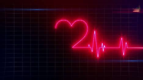 red heart shape pulse trace abstract background,loopable