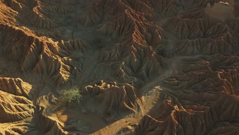 dramatic mystical landscape of the tatacoa desert, columbia, aerial