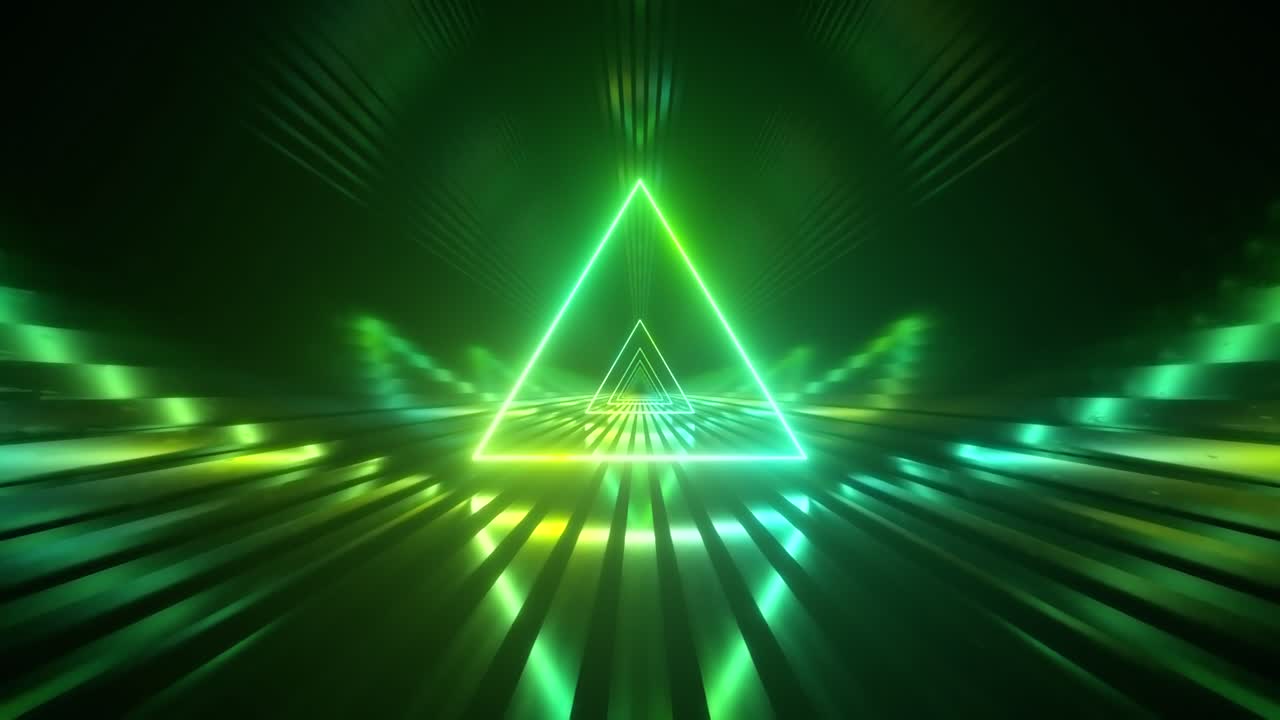 túnel de triángulo verde neón