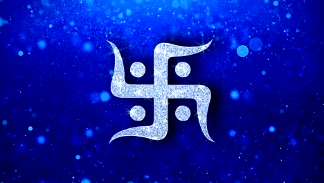 hindu swastika icon blinking glitter glowing shine particles.