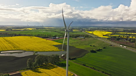 wind turbines - windmill energy farm - drone shot