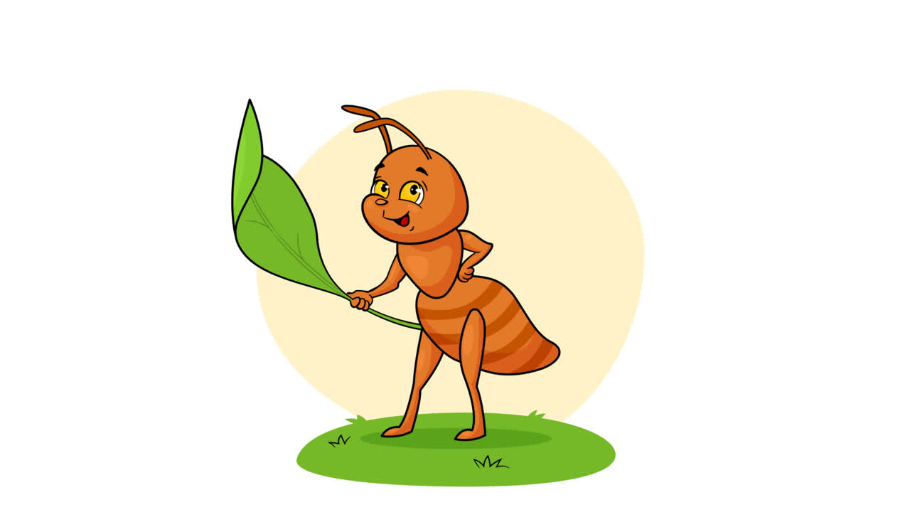 An animation of a Hand drawn cartoon ant illustration