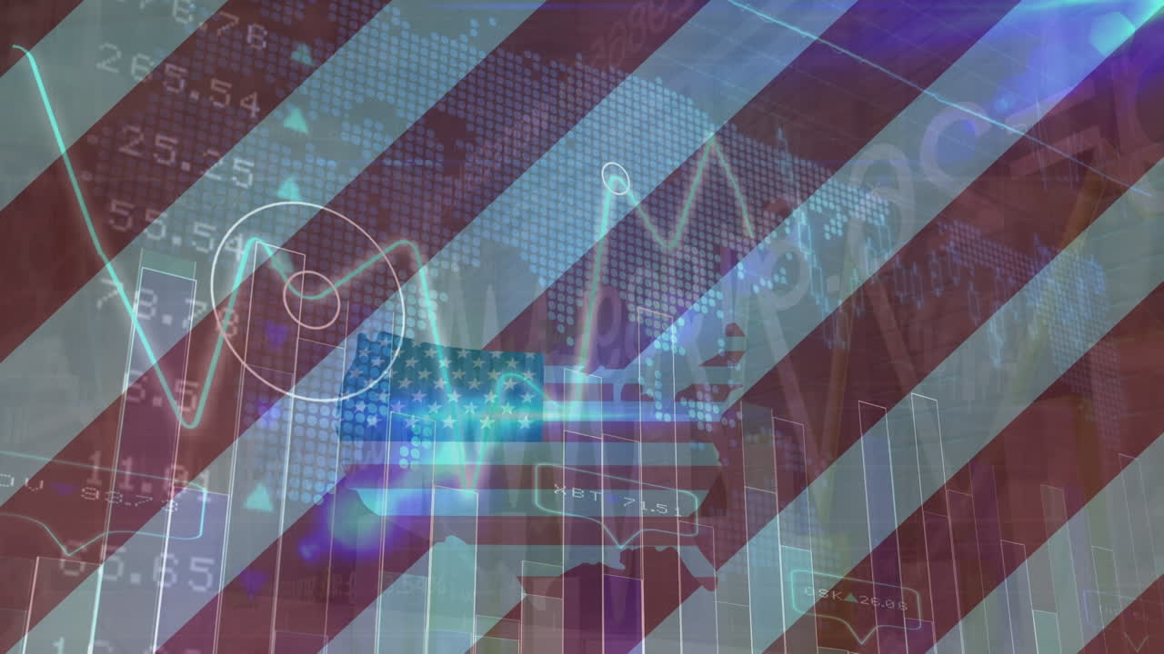 animación del procesamiento de datos sobre las banderas de los ee.