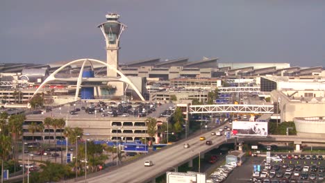 wide establishing shot of los angeles international airport day