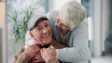 an elderly couple embraces each other, radiating love and happiness