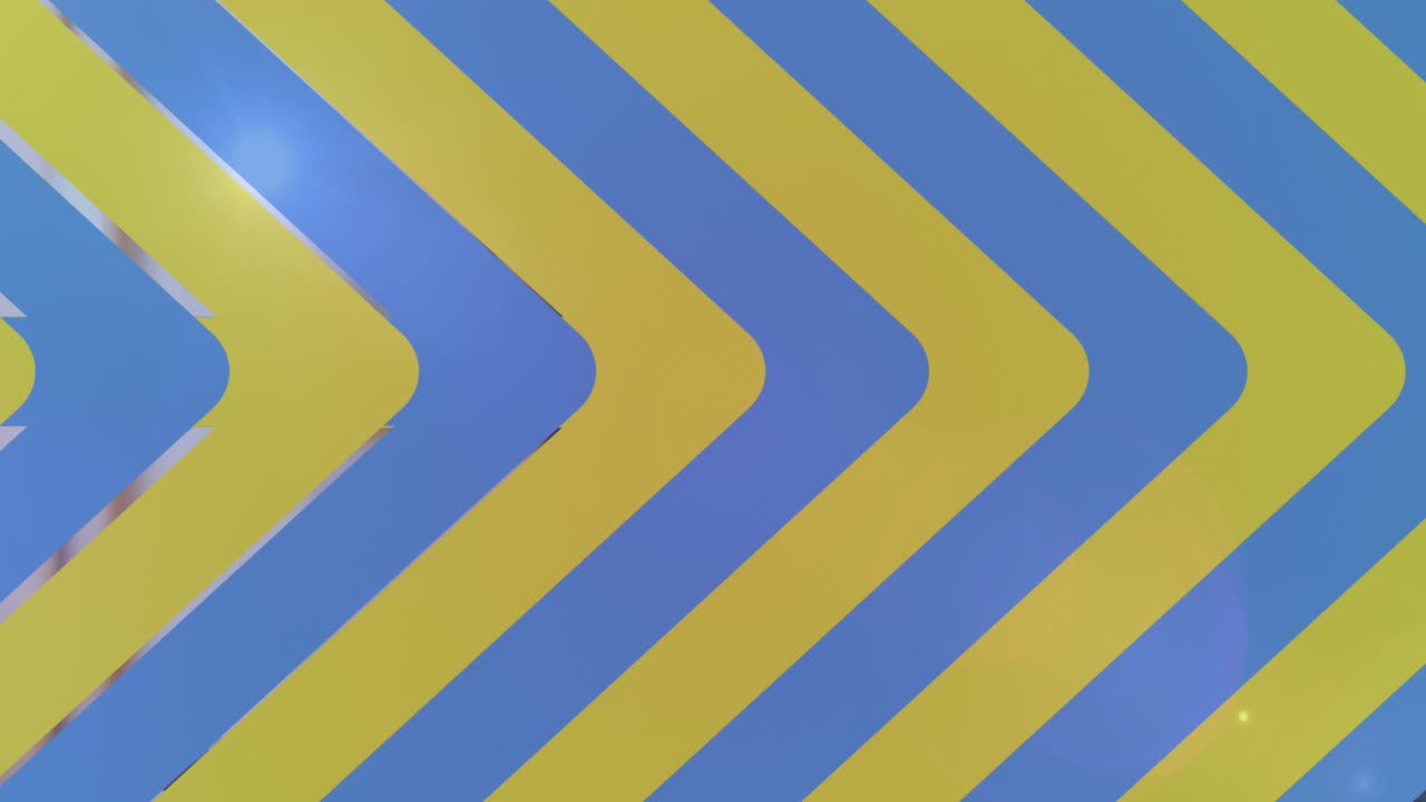 컴퓨터를 사용하여 남성 위에 파란색과 노란색 화살표의 애니메이션