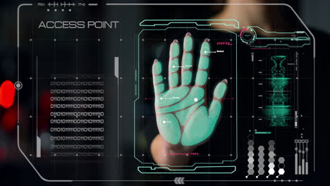 biometric hand scanner denied hacker access check man identity security closeup