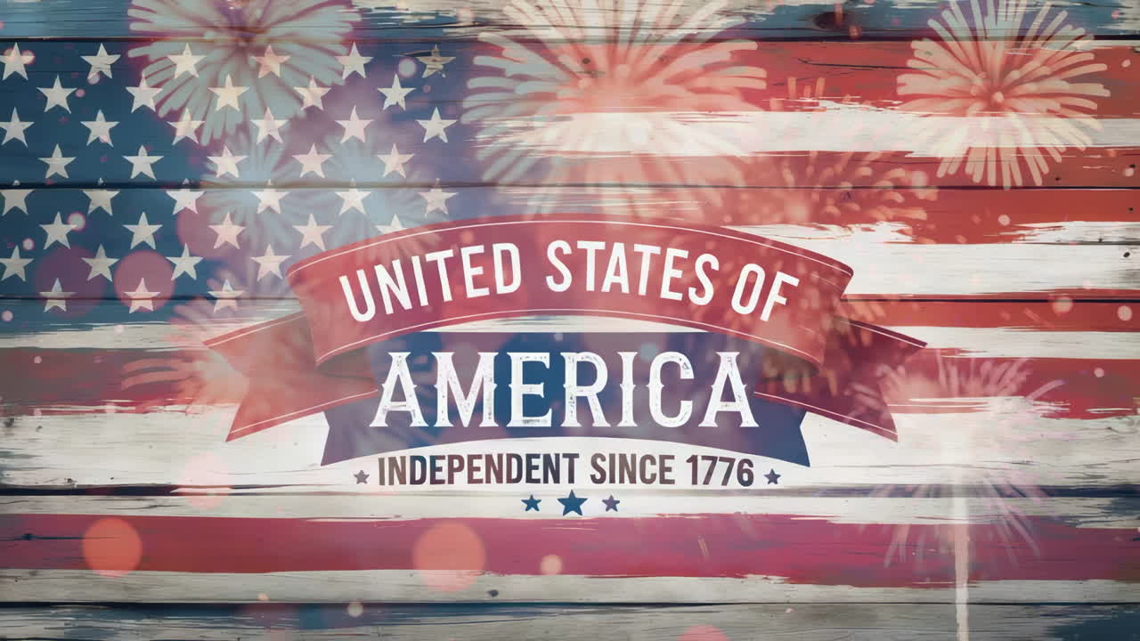 United States of America Independence Day Background with Flag and Fireworks