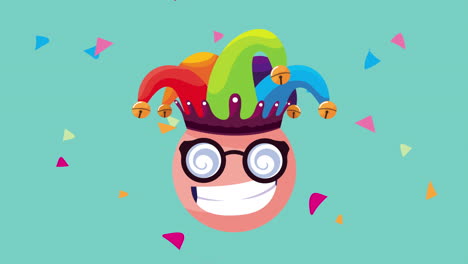 emoji wearing glasses and jester hat