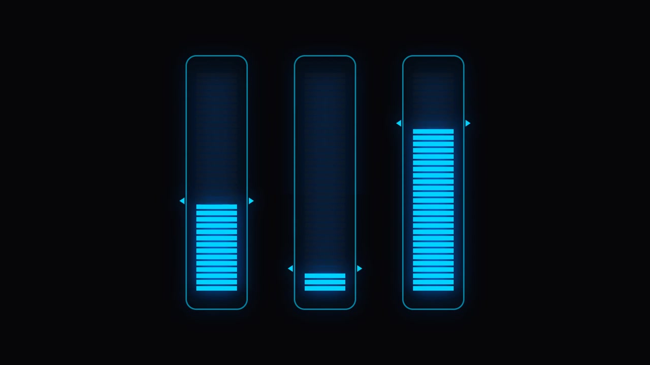 Digitale Audio-Equalizer-Balken, die sich auf dunklem Hintergrund bewegen