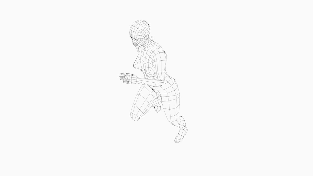 Wireframe running woman, seamless