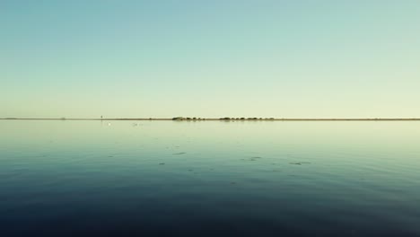 Fly-Over-Serene-Seascape-With-Wildlife-Scene-Of-Swans-On-The-Baltic-Seacoast-In-Poland