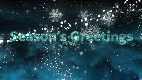 seasons greeting text fireworks bursting, shooting star and light spot against blue background