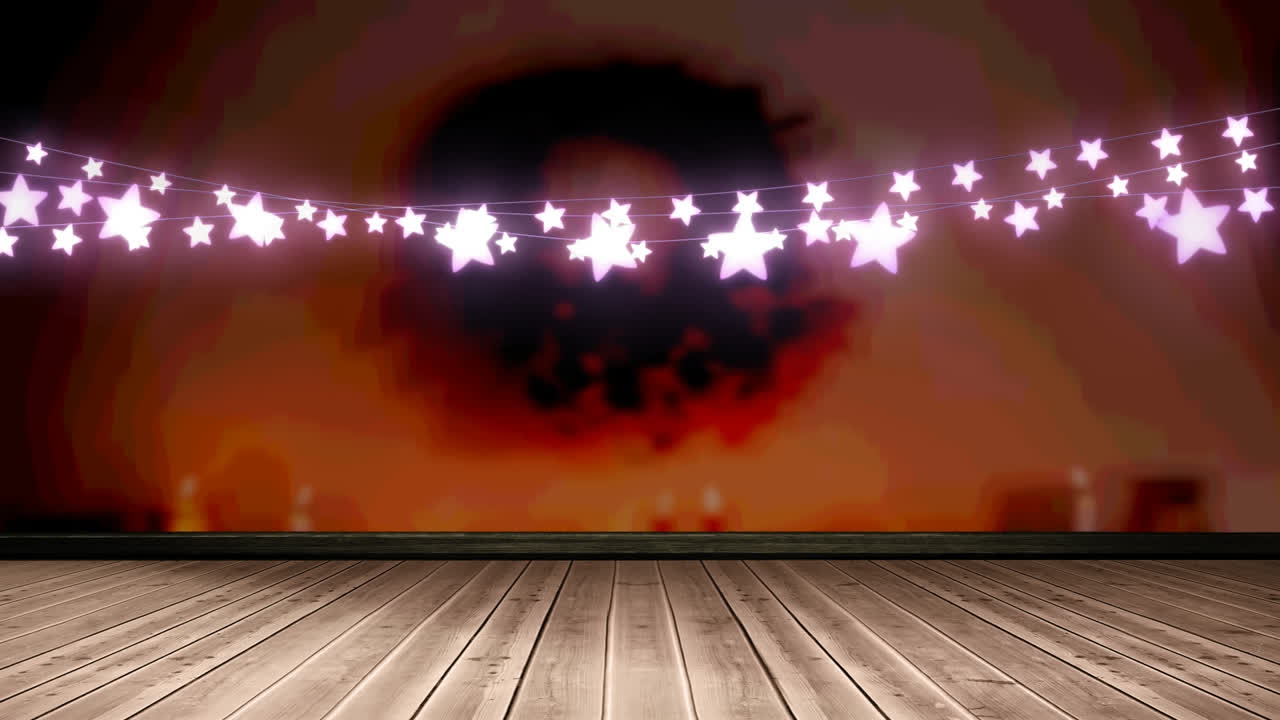 animación de luces de hadas sobre tablas de madera