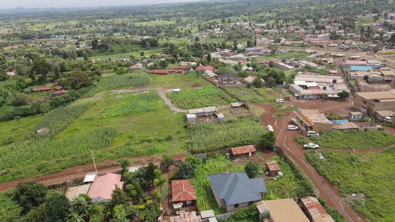 Farme i landlige forstæder til Loitokitok by i det sydlige Kenya, luftpanorama.