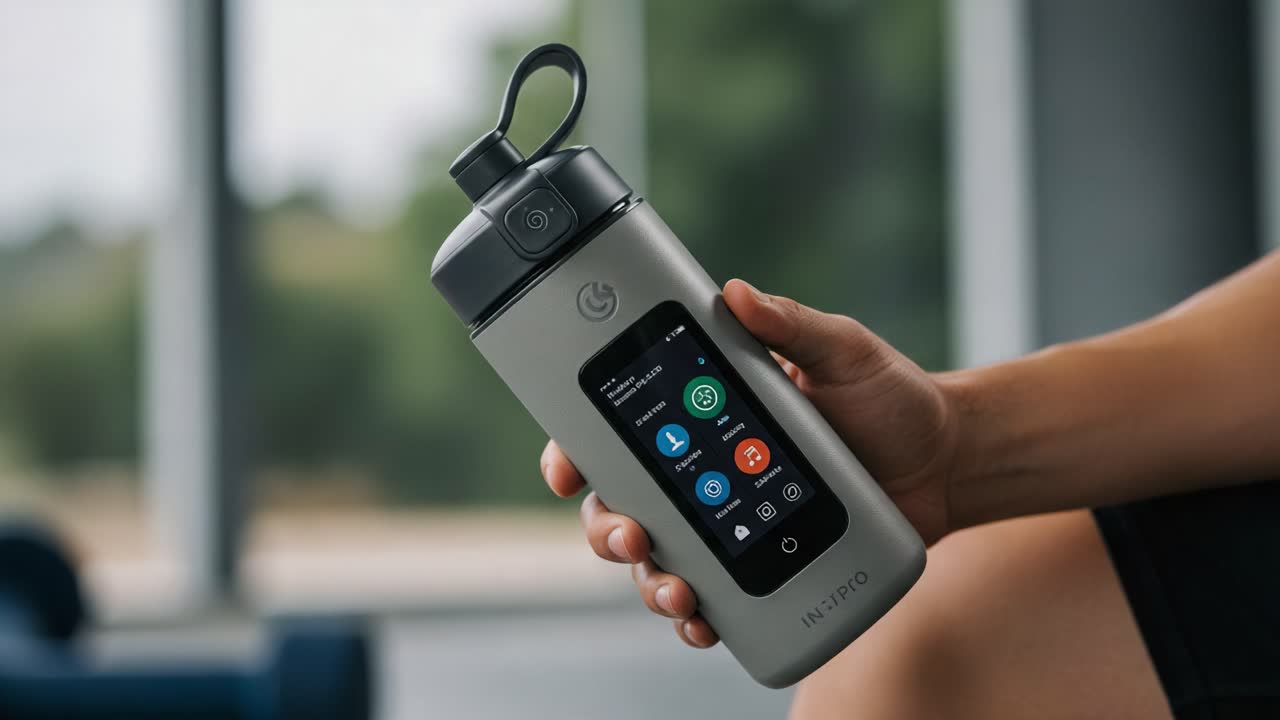 High-Tech Smart Water Bottle with Touchscreen Interface and Ergonomic Design, Perfect for Hydration Tracking and Fitness Motivation