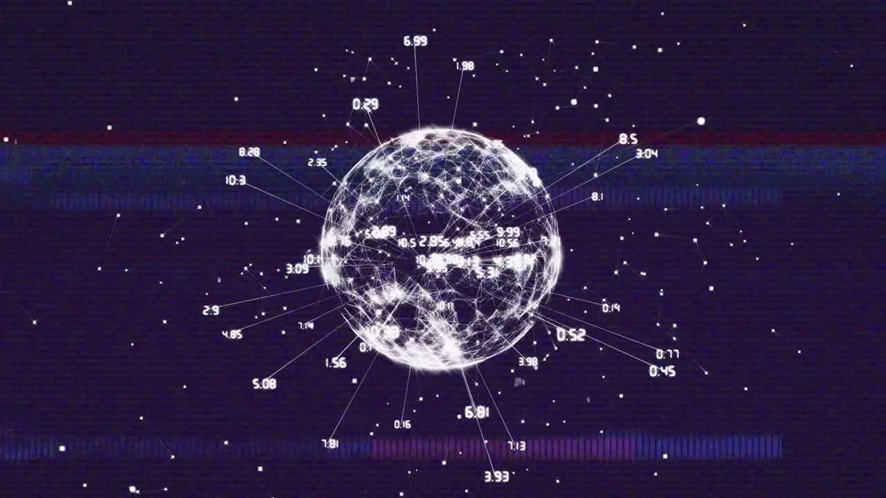 검은 바탕에 데이터 처리와 함께 전 세계에 대한 간섭의 애니메이션