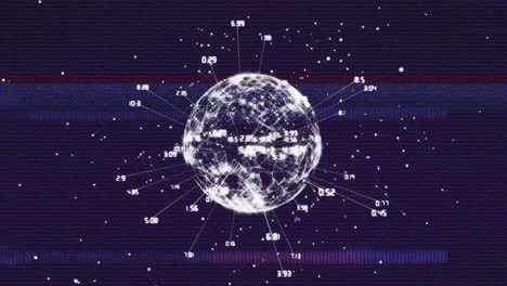 Animación-De-Interferencia-Sobre-El-Globo-Con-Procesamiento-De-Datos-Sobre-Fondo-Negro