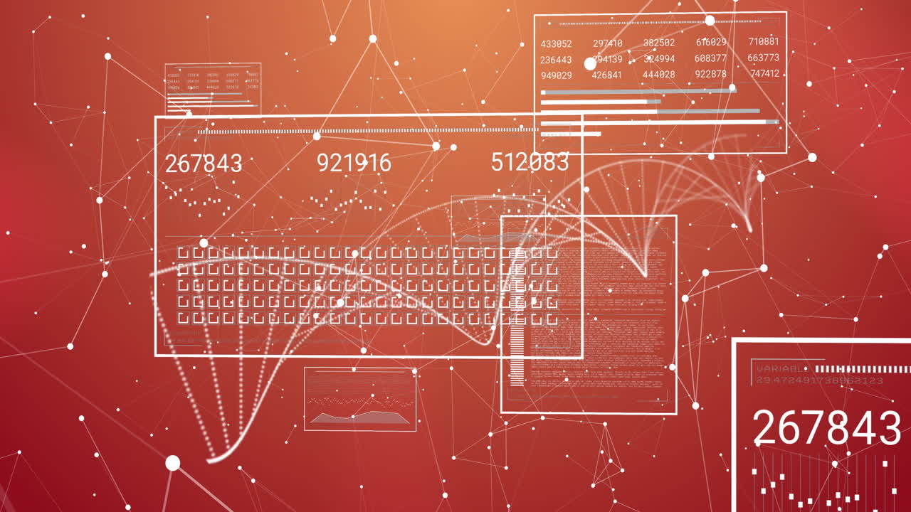 Animation of dna strand and screens with data processing
