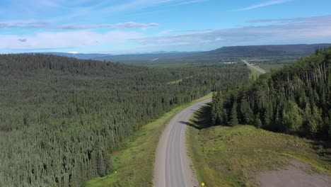 alaska highway drone shot captures stunning boreal forest scenery