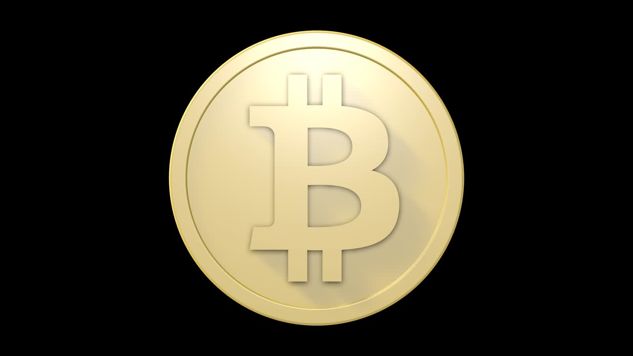 Bitcoin sign on golden coin