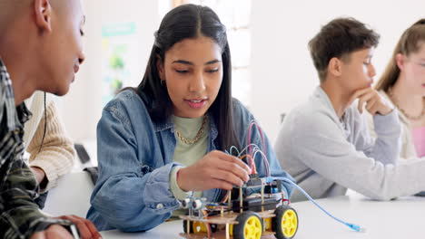 technology, car robotics and students