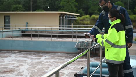 environmental engineers work at wastewater treatment plants