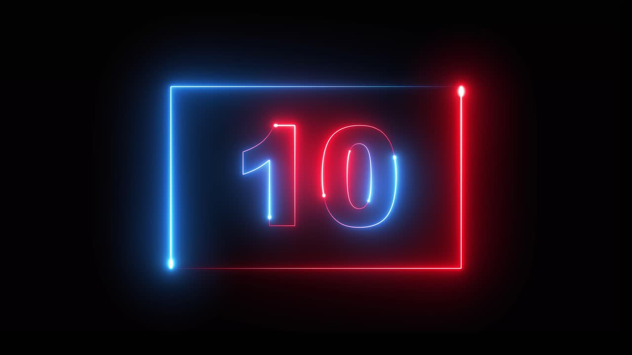 cuenta atrás del número de neón